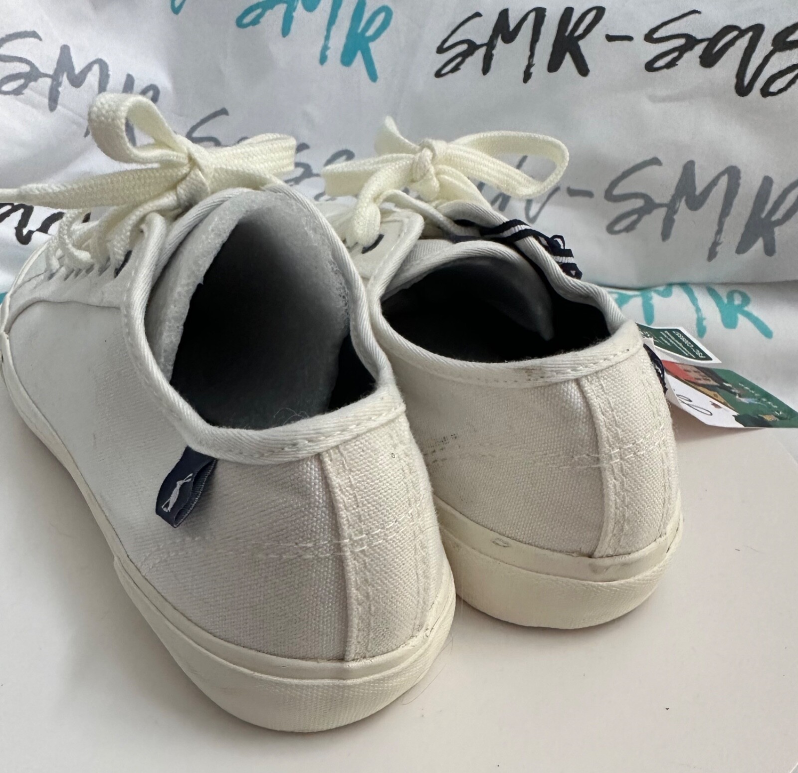 Women Joules USA White Organic Coast Pump Lace Up Sneakers Size US 6 Euro 37 NEW