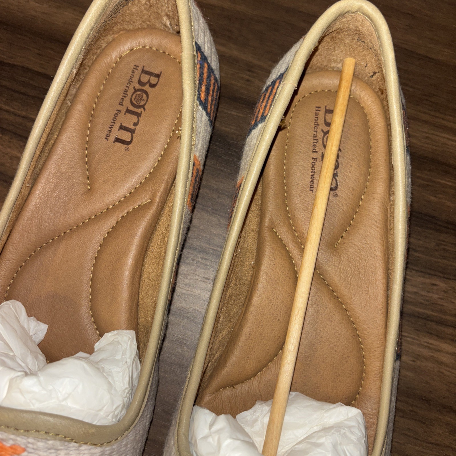 New Born 10 M Giselle Flats Orange Gray Aztec Slip On Woven Textile Leather