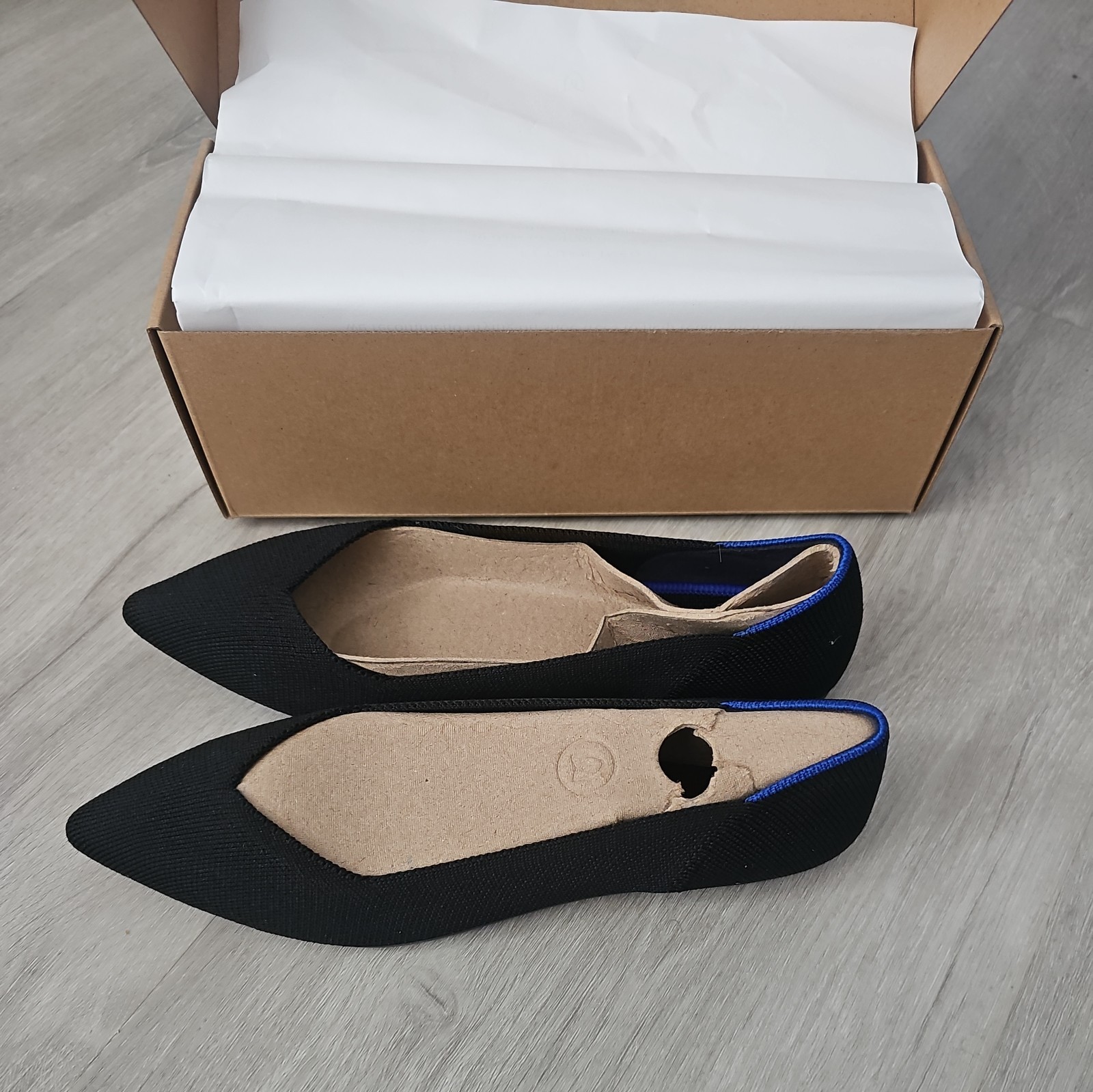 Rothy’s The Point Womens Size 7 Black Blue Casual Classic Slip On Flats Shoes