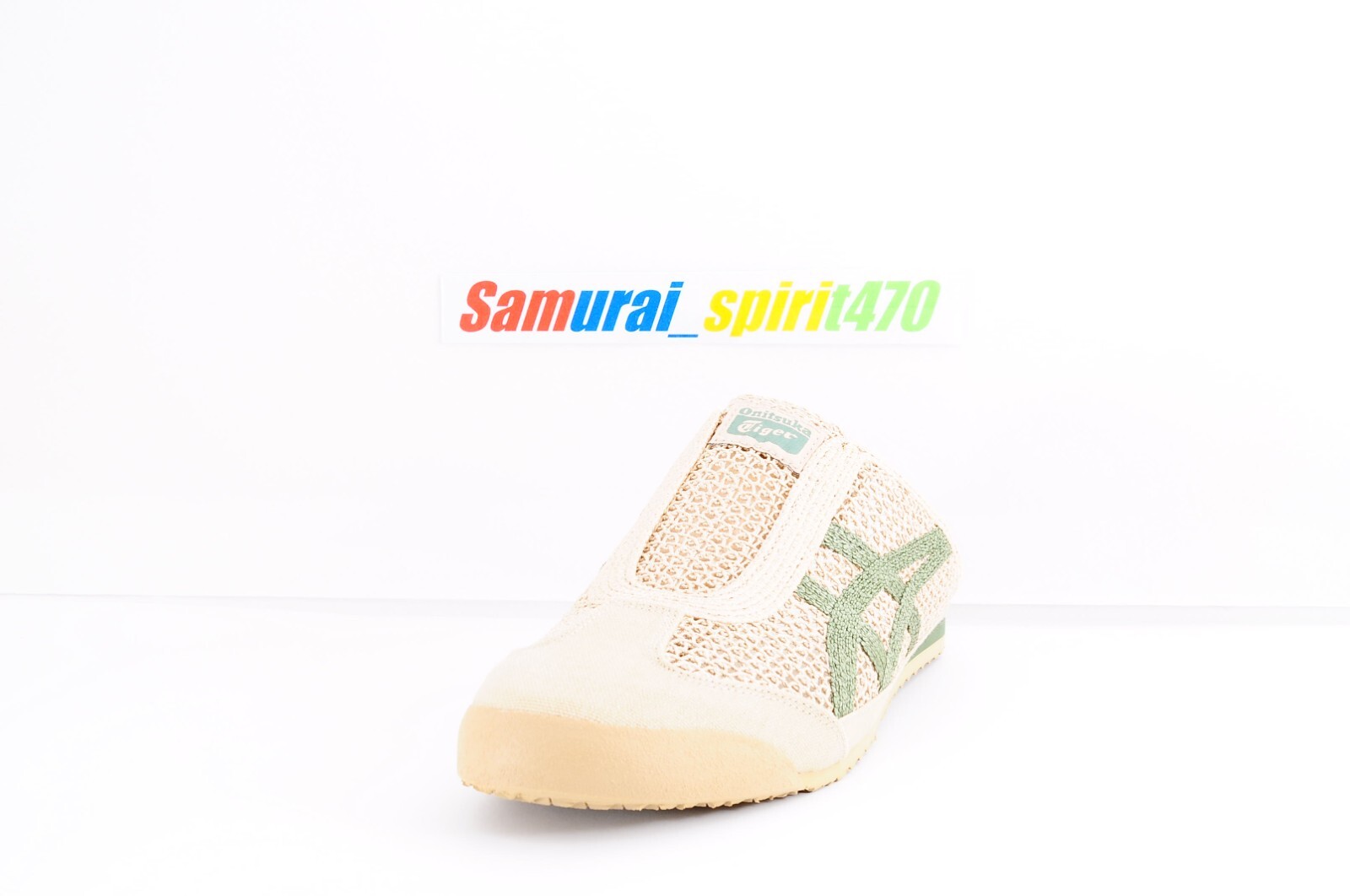 Onitsuka Tiger MEXICO 66 SABOT 1183C123 BEIGE/GREEN US Women size 6.5 EU37.5 UK4