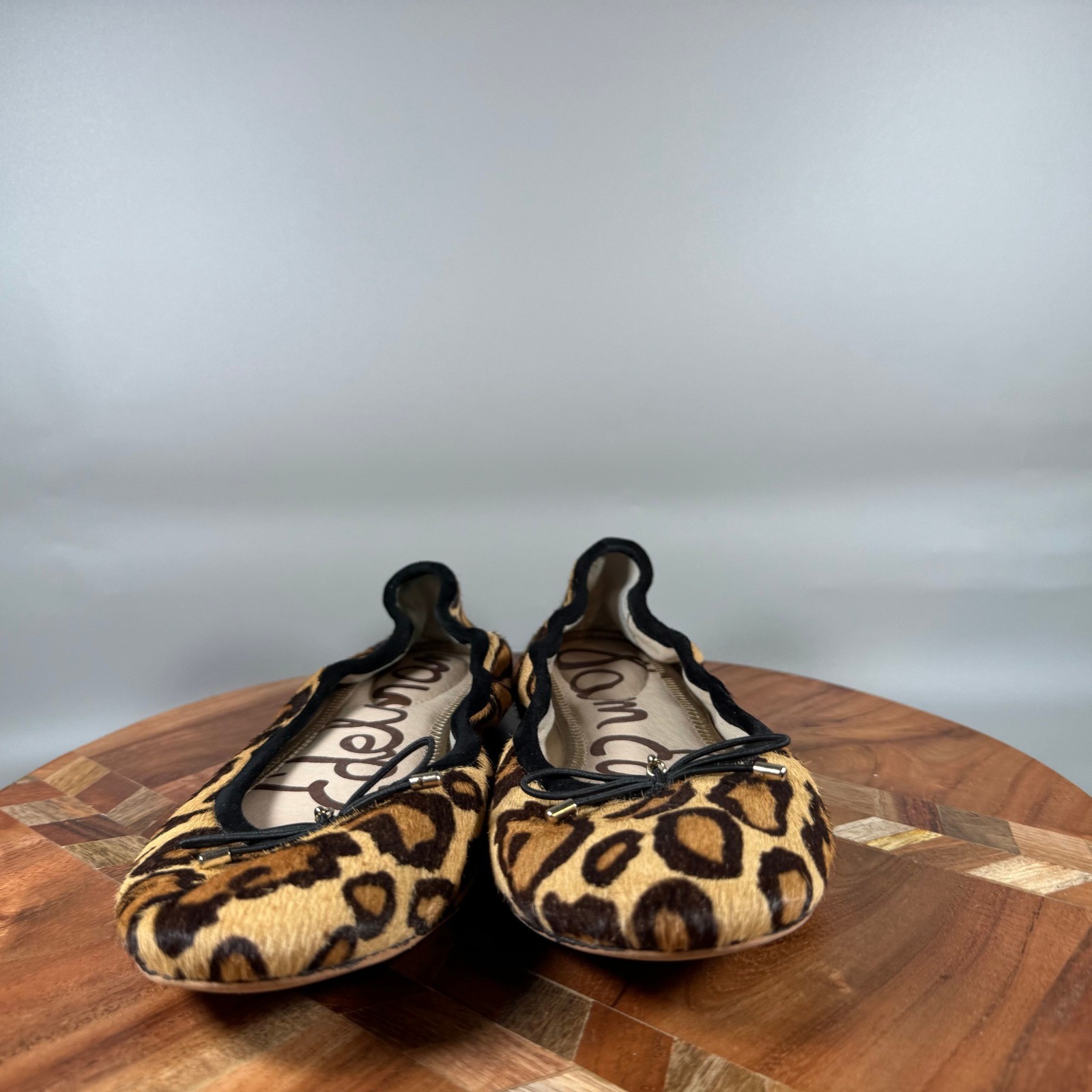 Sam Edelman Felicia Leopard Calf Hair Ballet Flats Brown Women 7.5M Round Toe