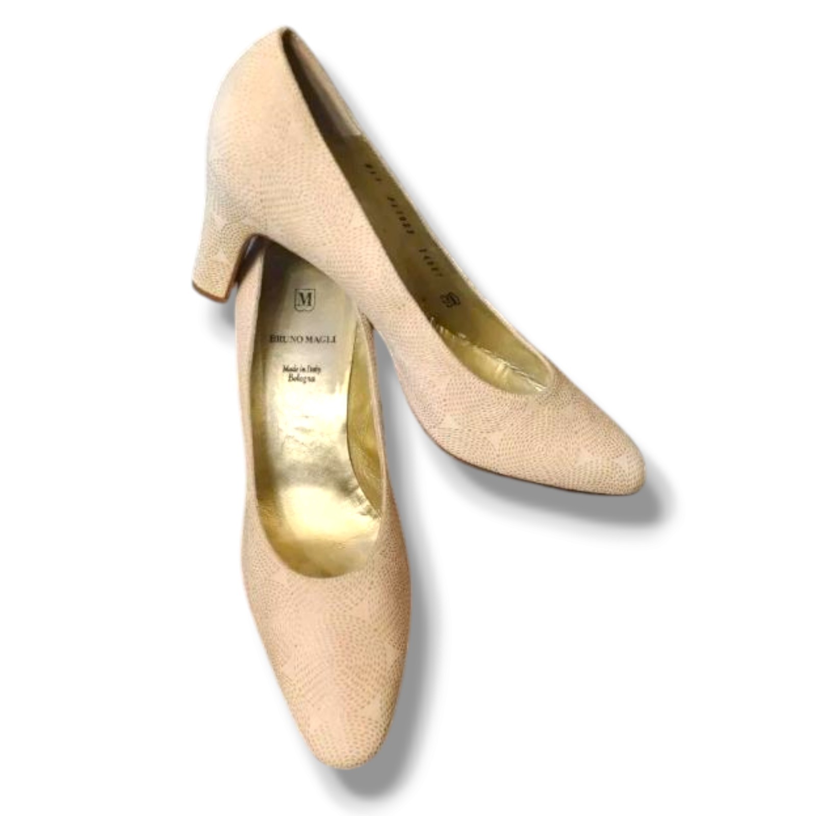 Bruno Magli Italian Leather Heels Beige Size 11 Luxury Formal Business Shoes
