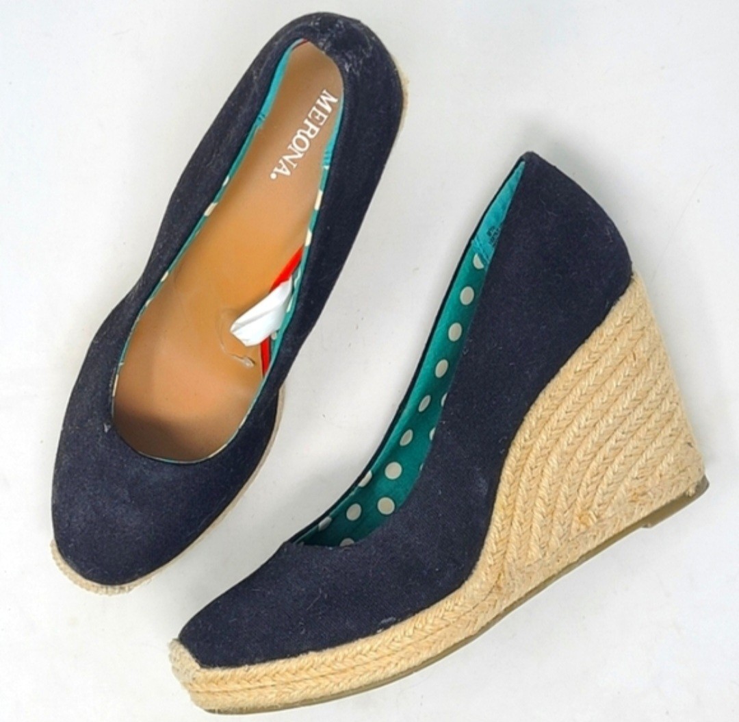 MERONA Canvas Slip On Espadrille Wedge Heels Women’s Size 9.5