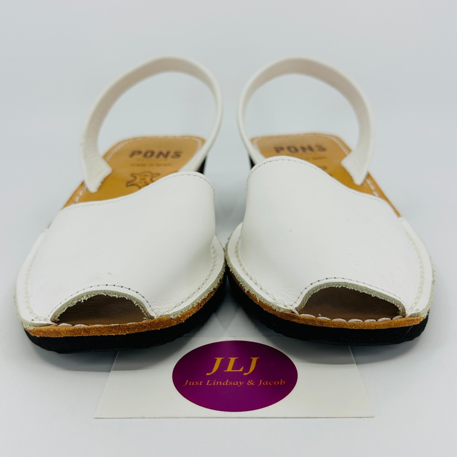 Pons White Full Grain Leather Wedge Avarcas Sandals Women’s Size 7 Made in Spain