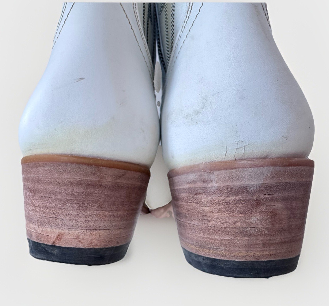 Mezcalero Maye White Leather Western Cowgirl Moto Short Boots Shoes Size 9