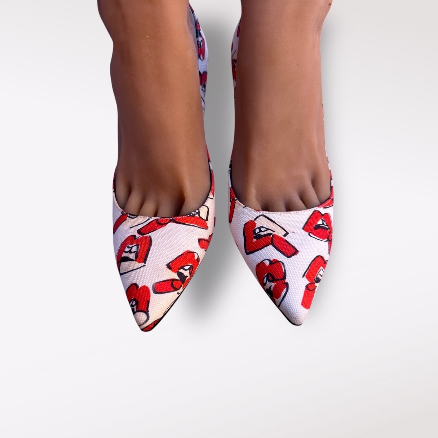 Brian Atwood Donald Robertson Pumps Women 38 Rare Lip Print Statement Heels Art