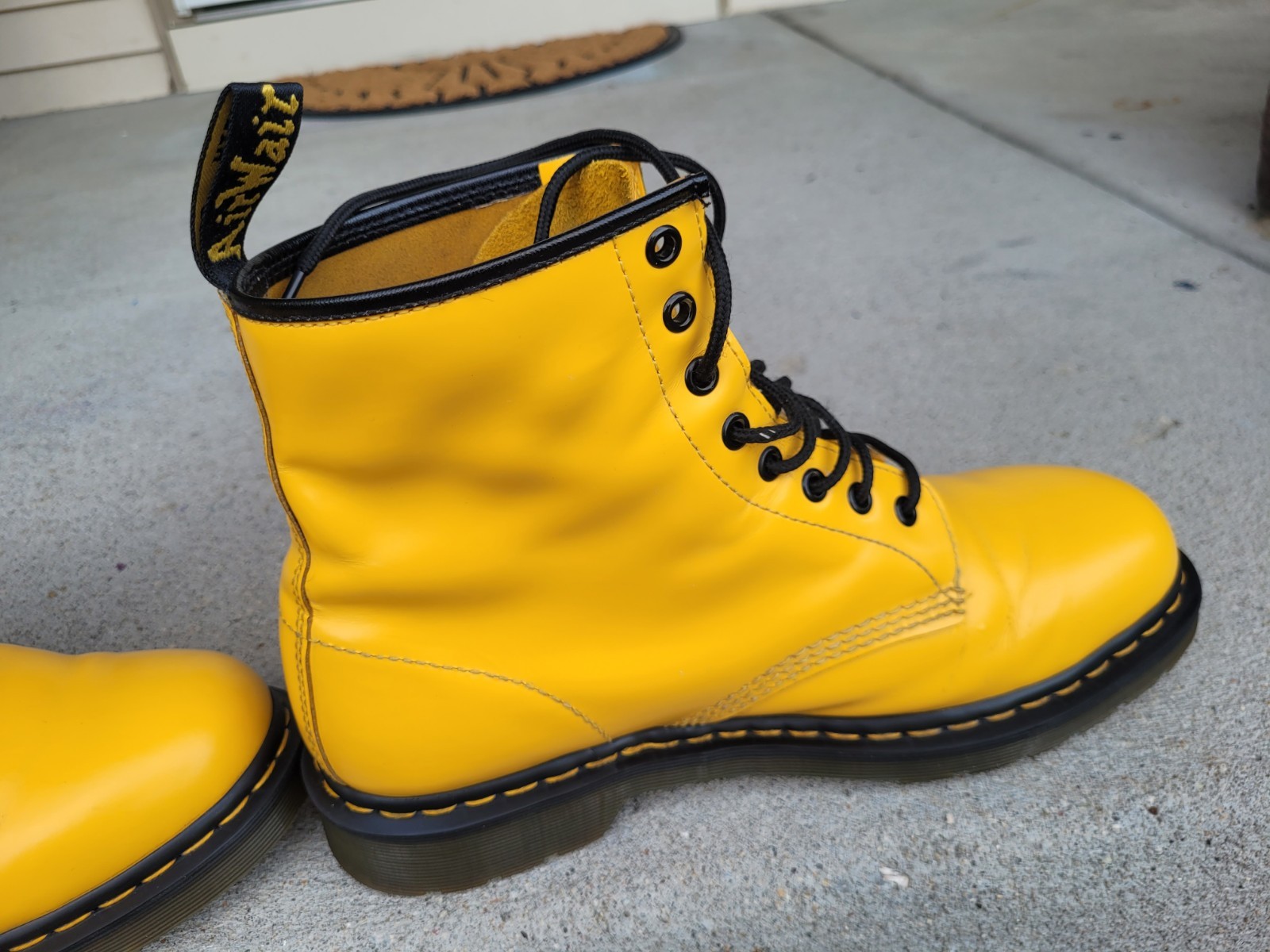 Yellow Dr. Martens 1460 Boots. U.S. Men’s 11. Women’s 12. U.K. 10. Docs.