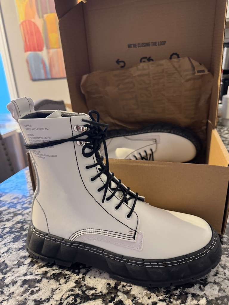 Virón White Boots – Premium Vegan Leather – Chunky Sole – EU 40 / US 7
