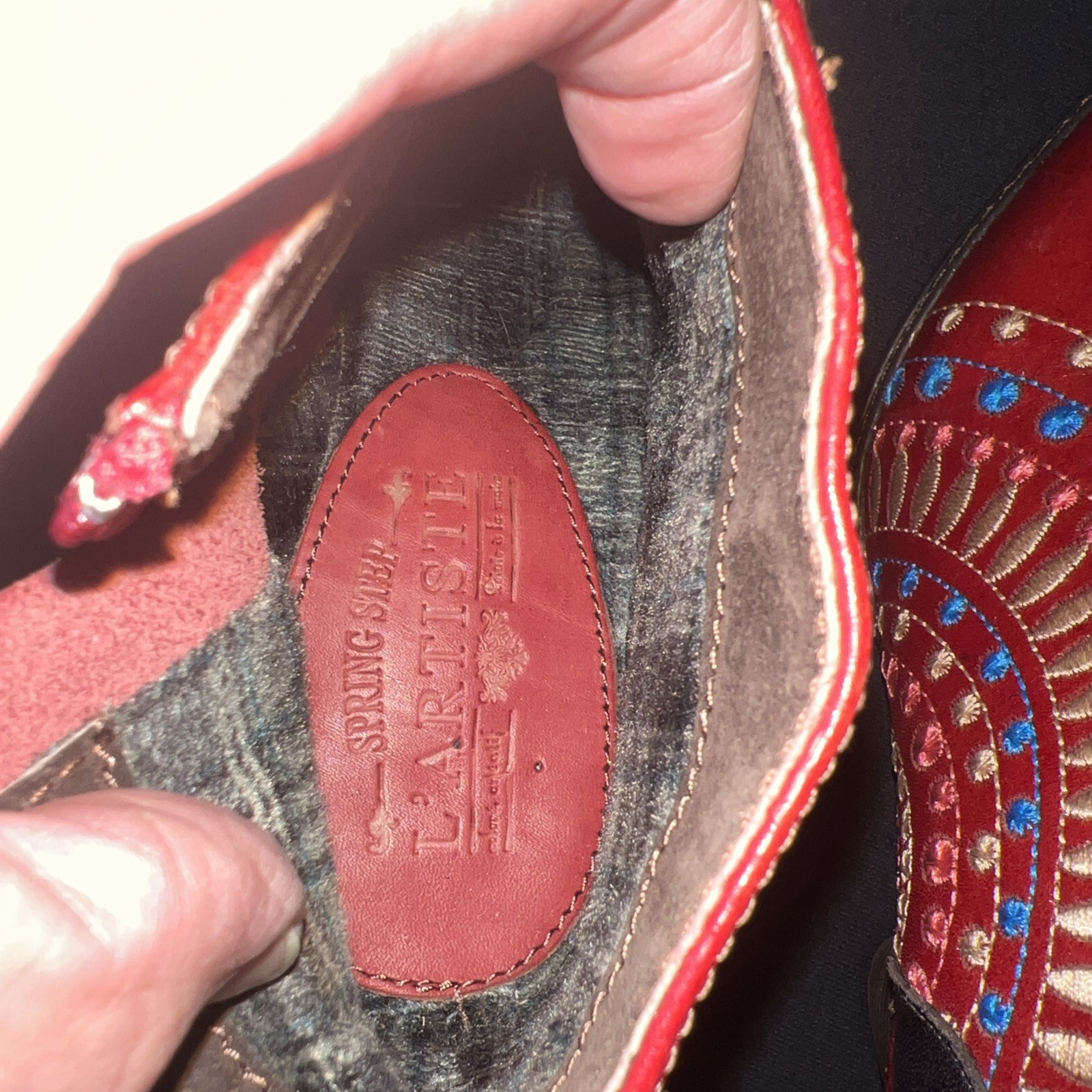 Spring Step L’artiste Rhapsody Red Multicolor Ankle Boots Sz 35 Artsy 4.5/5 US