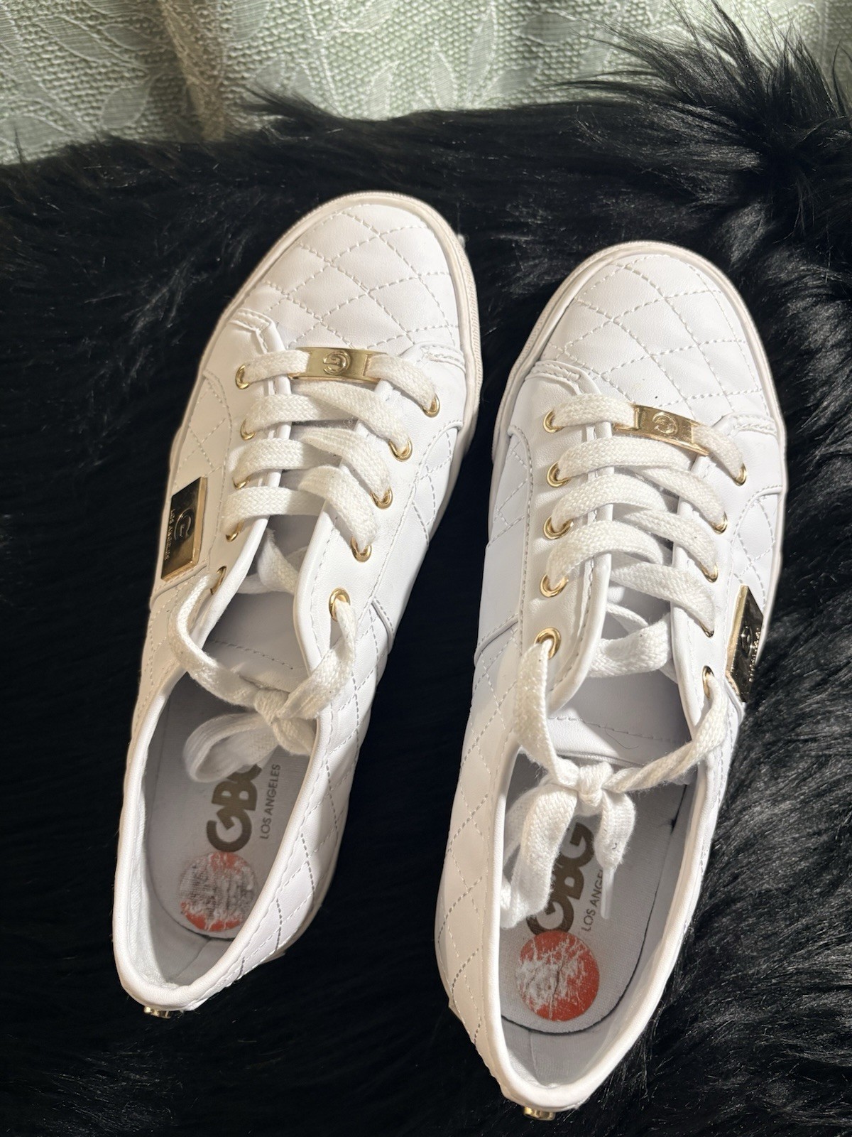 GC White Quilted Low Top Lace-Up Sneaker Casual Athletic Men’s