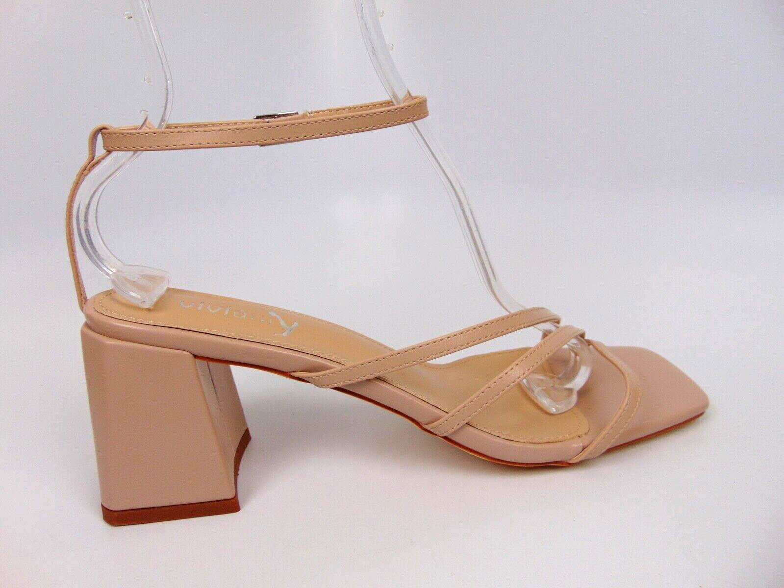 NEW! Viviany Low Block Heels Dress Women’s Sandals Size 10.0 M, Nude Leather