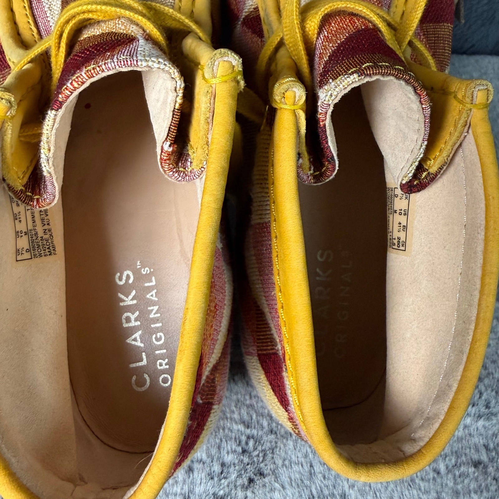 Clarks Originals Wallabee Boot Yellow Geometric Jacquard Textile Womens 10