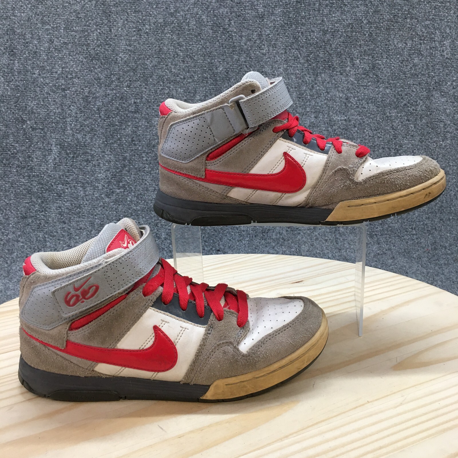 Nike Sneaker Womens 8 White Gray SB Morgan Mid 2 Skateboard Lace Up Leather