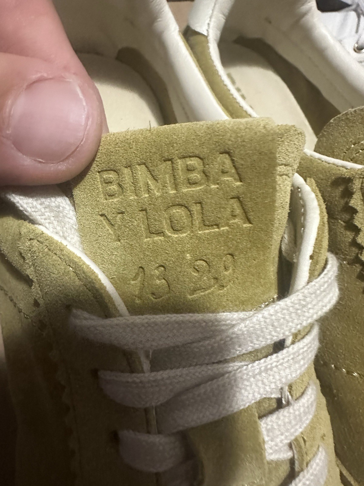 BIMBA Y LOLA Women’s Green/White Suede Low Top Lace-Up Sneakers Logo
