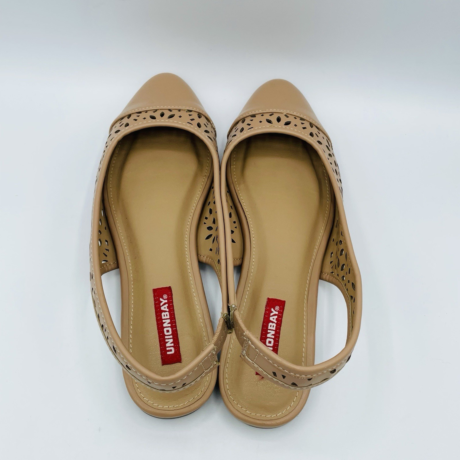 Unionbay Shoe Womens Size 9 M Beige Slip On Slingback Sandals Perforated Comfort