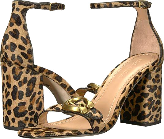 NWD Coach Natural Calf Hair Leopard Print Maya Sandal Signature Buckle 3.25″ H 7
