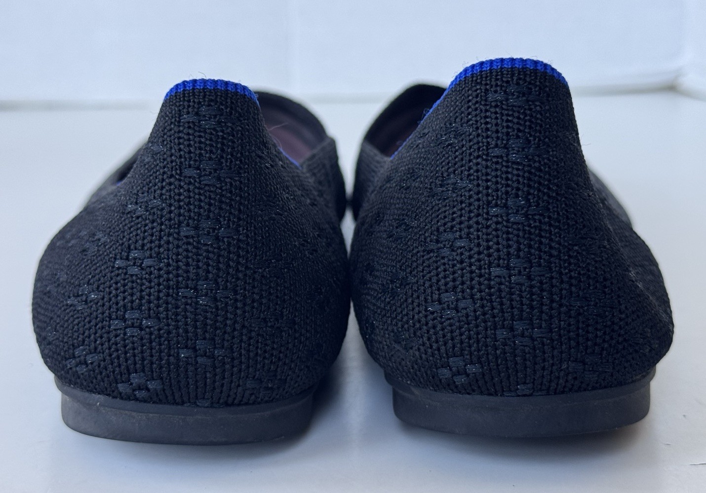 rothy’s the daily flat floral textured knit black flats shoes size 12