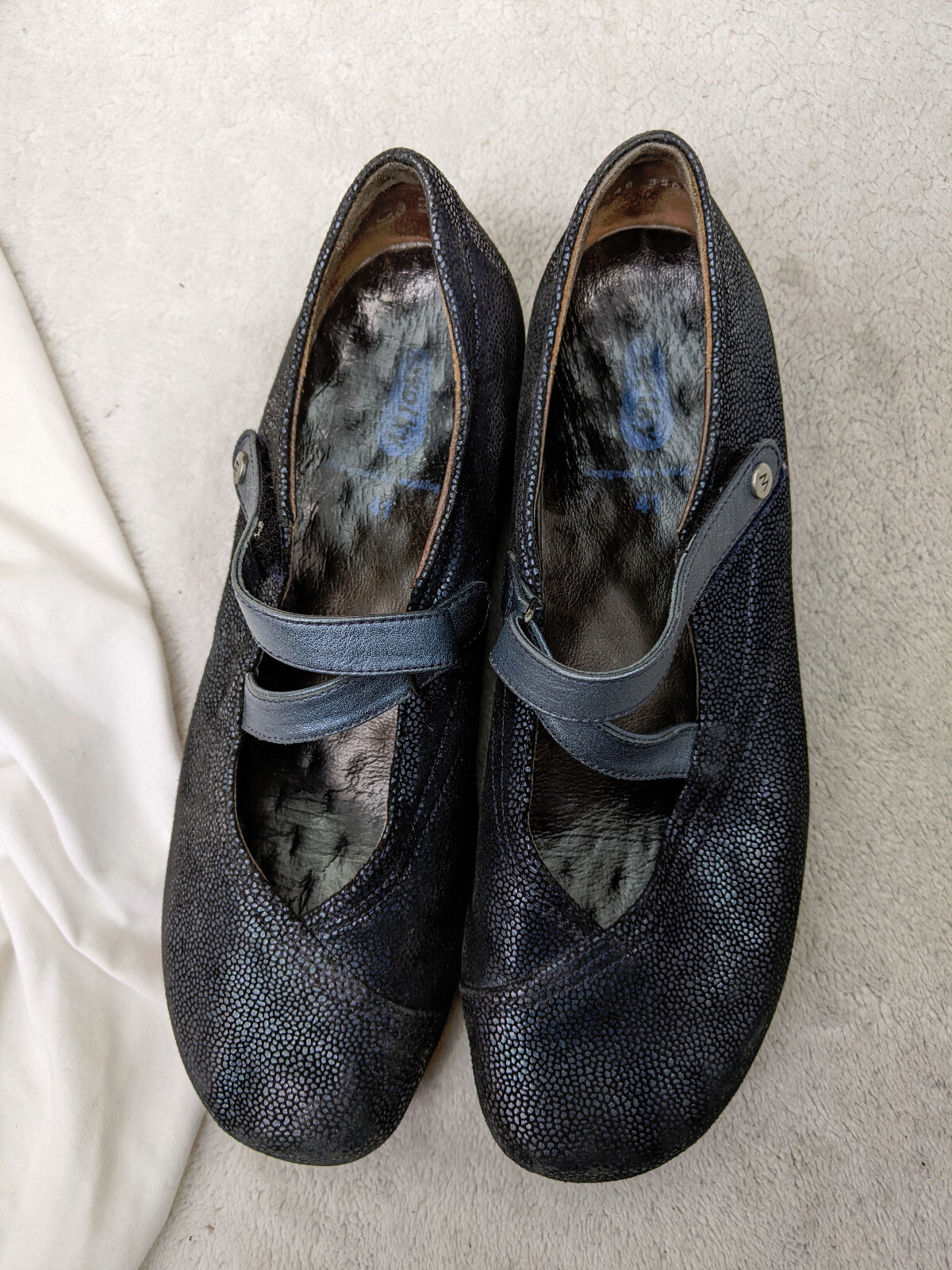 WOLKY Passion Mary Jane Womens 9 41 Blue Black Gunmetal Leather Slip On Shoes