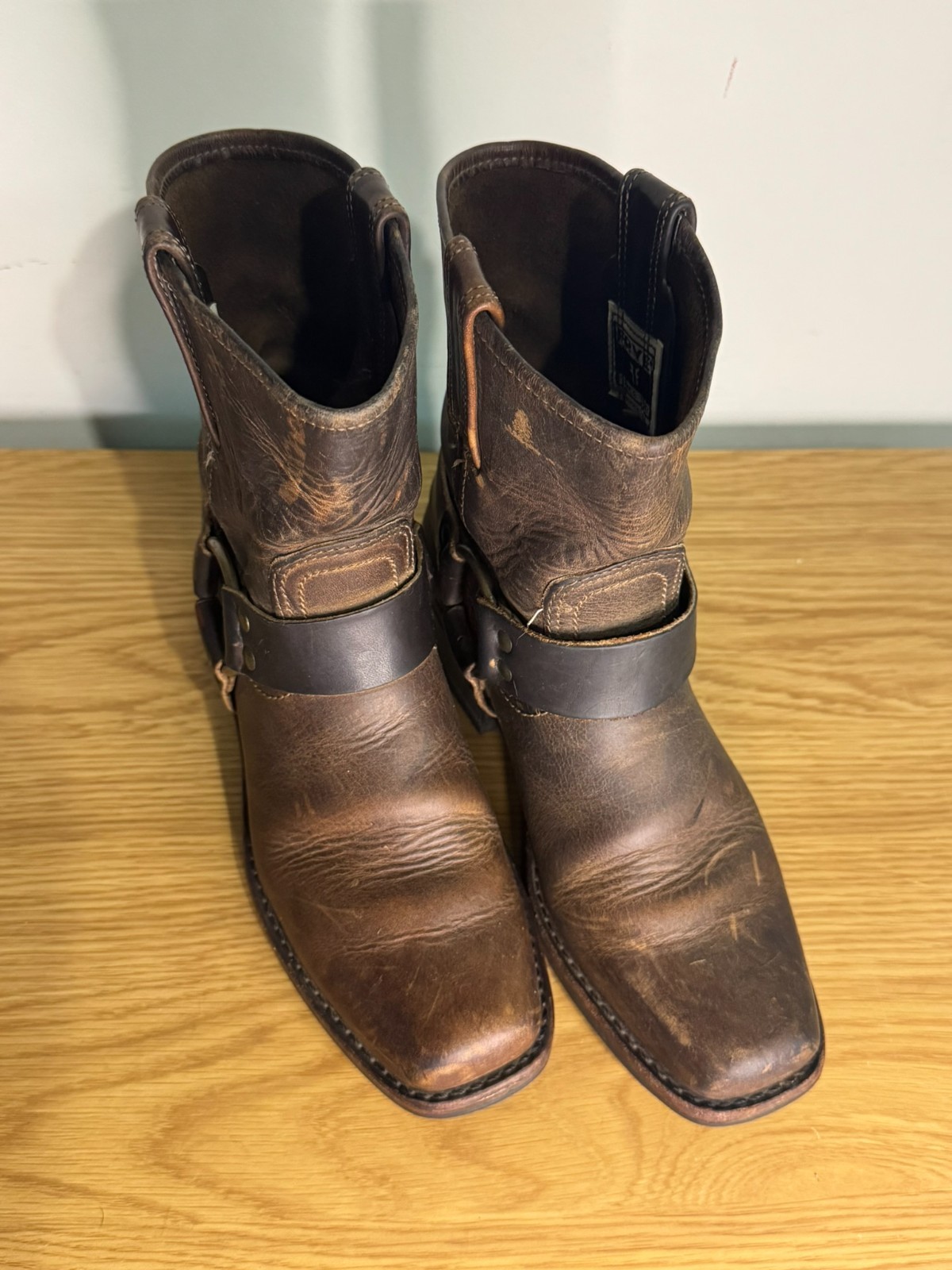 Frye Brown Leather Harness 8R Engineer Ankle Boots US Size 6 USA Made