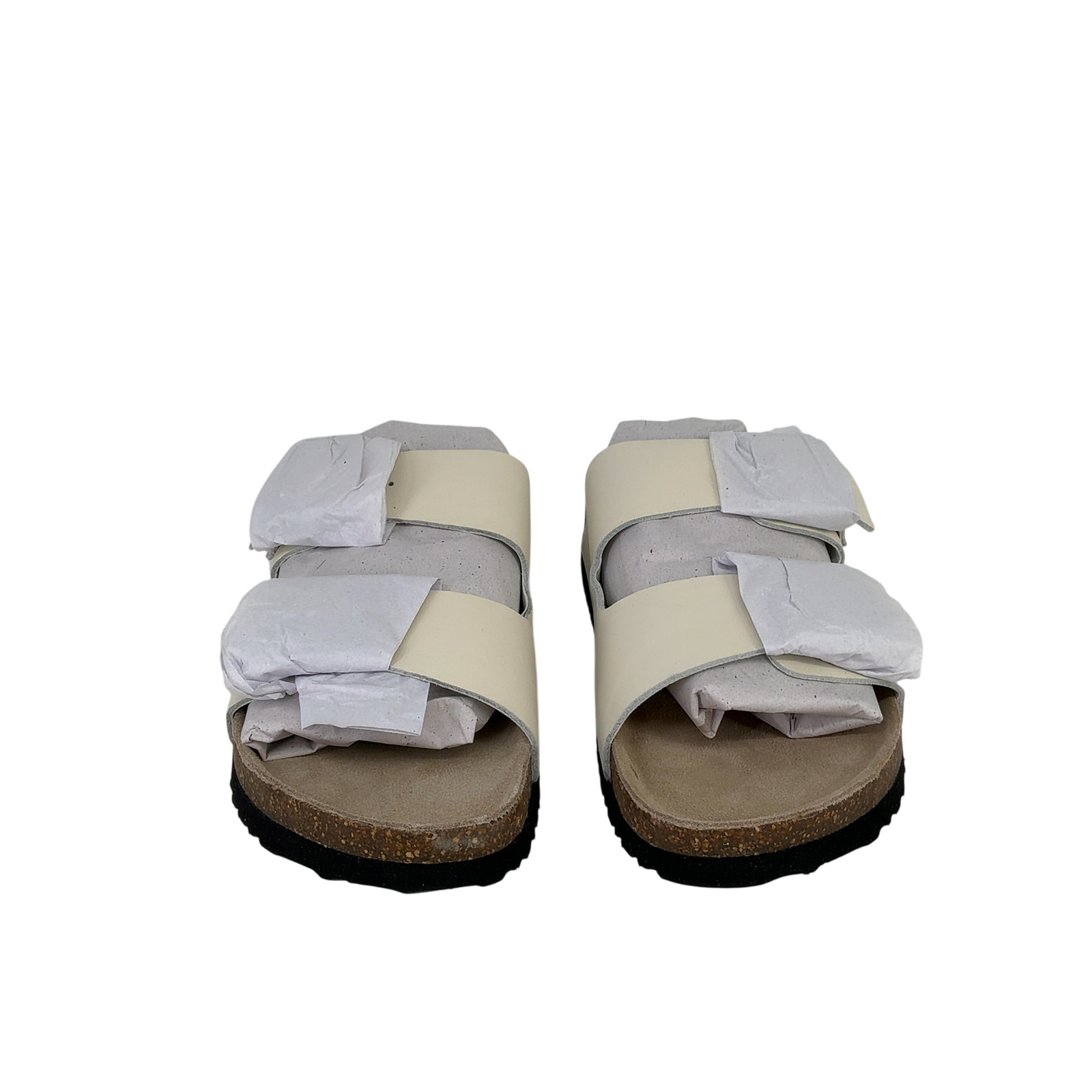 Quince Women Nappa Leather Double Buckle Slide Bone Shoes 7