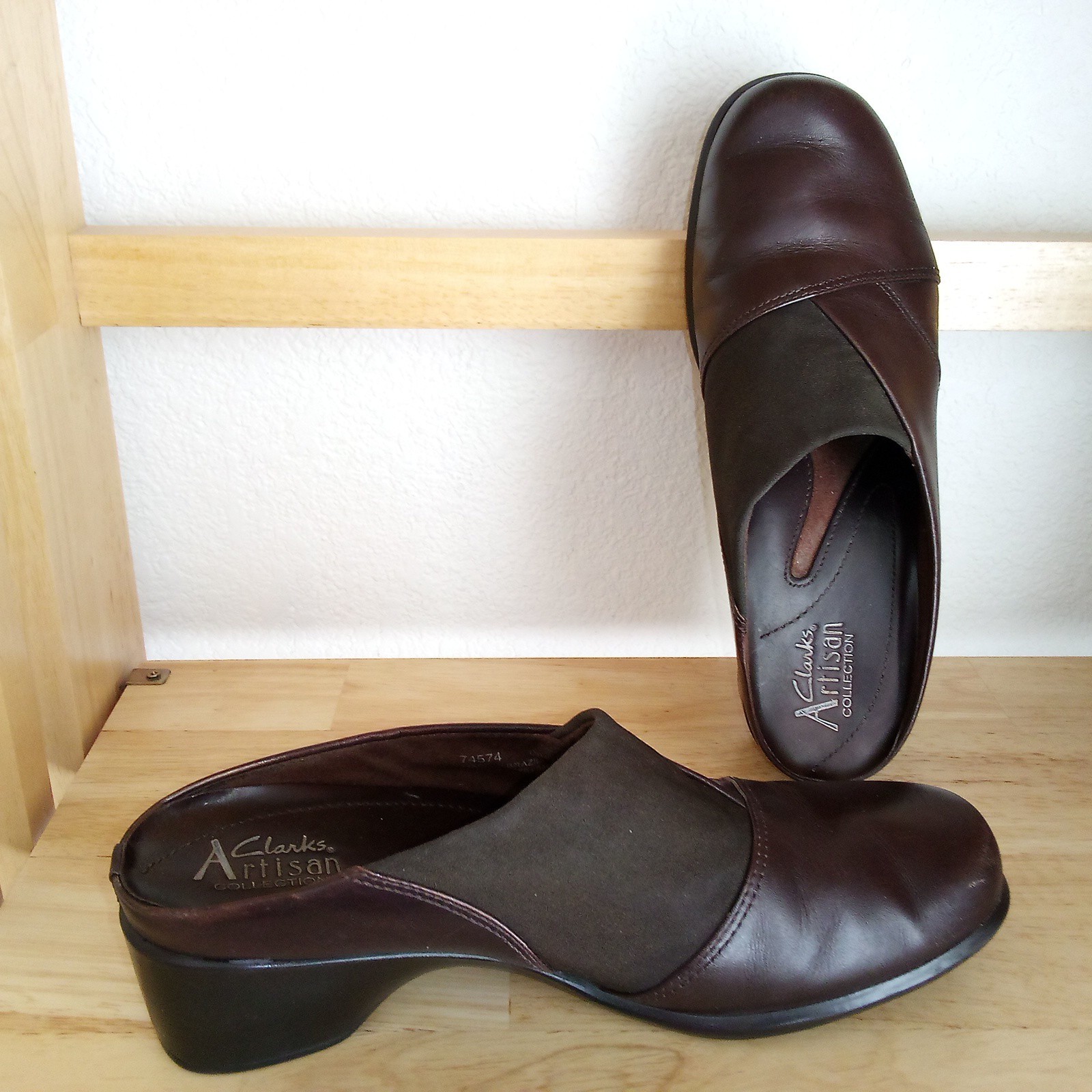 Clarks Artisan Tyler 5.5 Mule SlipOn Women Leather Brown Brazil Made Shoes 74574