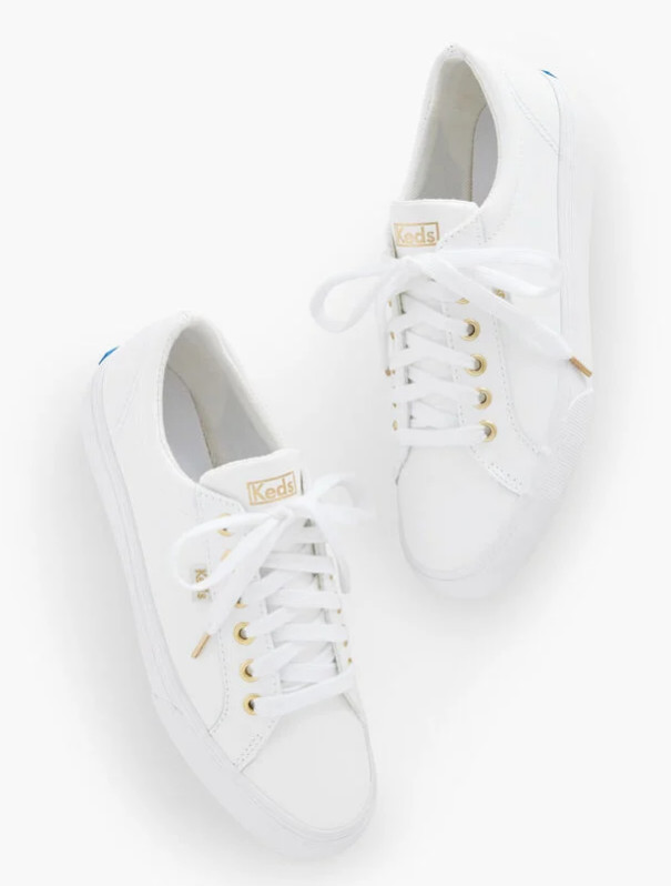 Keds® Jump Kick Leather Sneakers – WHITE, Medium
