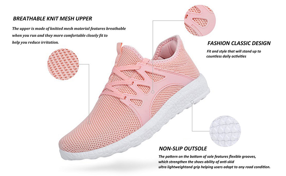 Feetmat Womens NEW Sneakers Lightweight Breathable Mesh Athletic Knitted Pink S9