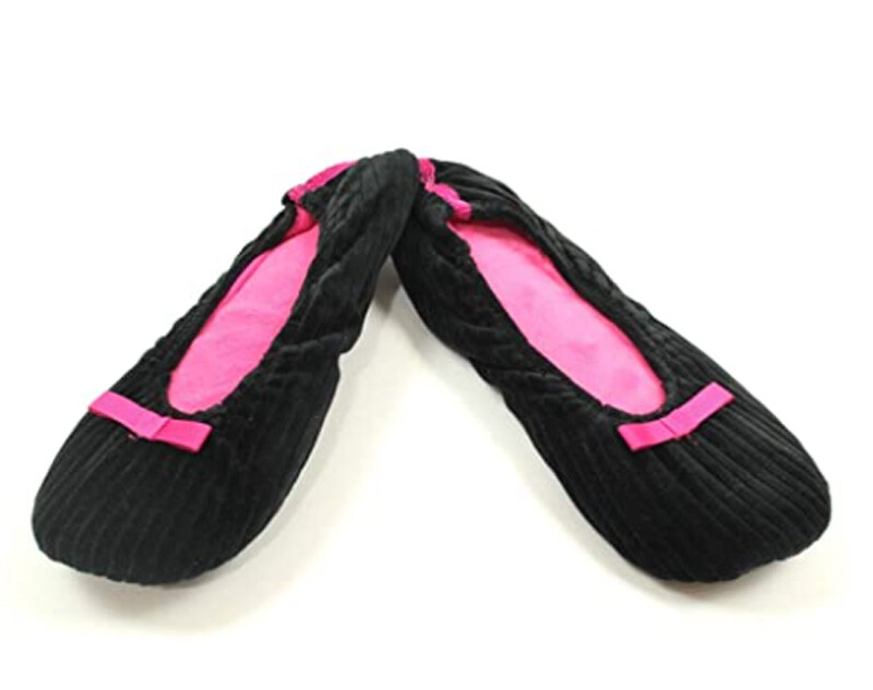 Legacy Women’s 2 Pairs Ribbed Velour Ballet Slippers Pink & Black Size M (7-8)