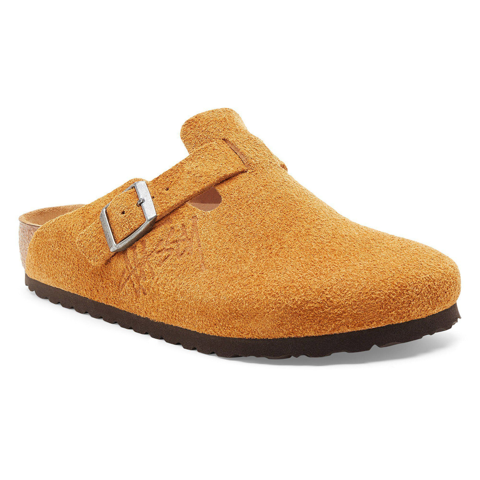 Birkenstock Boston Stüssy x Caramel Suede Footbed Slip-Ons Clog Unisex EU37-45