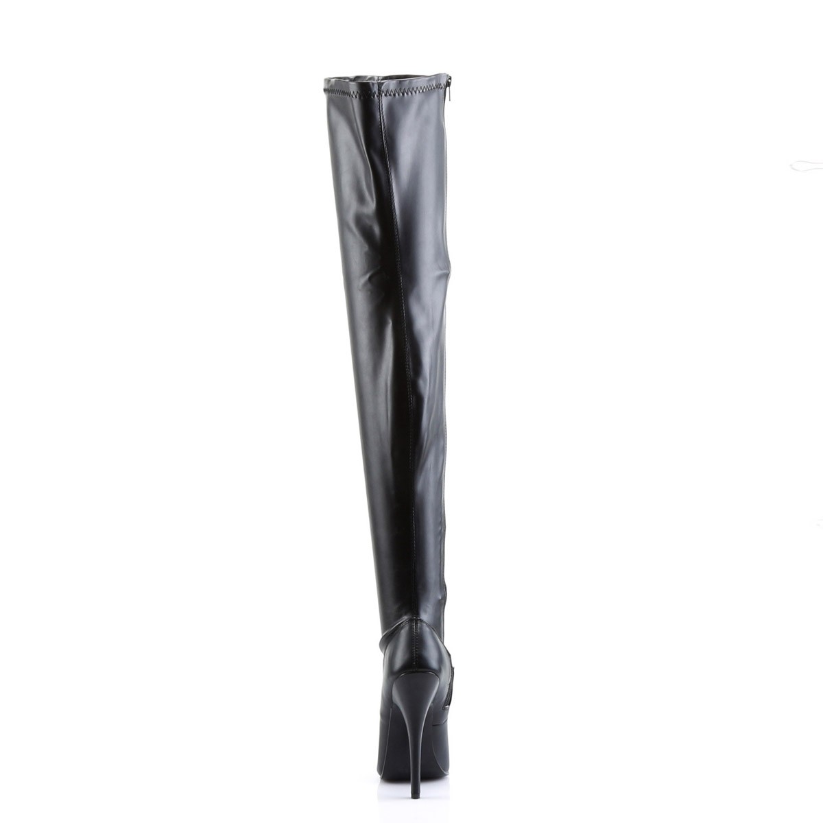 Pleaser Devious Side Zipper Stretch Thigh High Stiletto Blk Str Pu sz 9