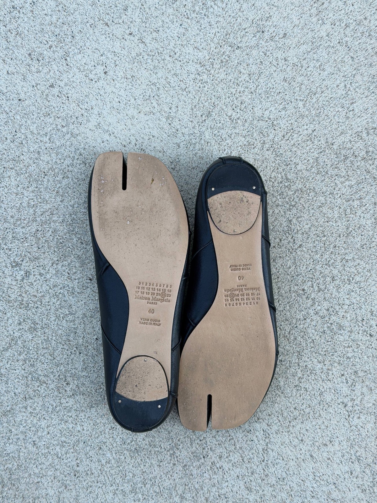Maison Margiela Tabi Ballerina Flats Black Leather Size 40 EU Authentic