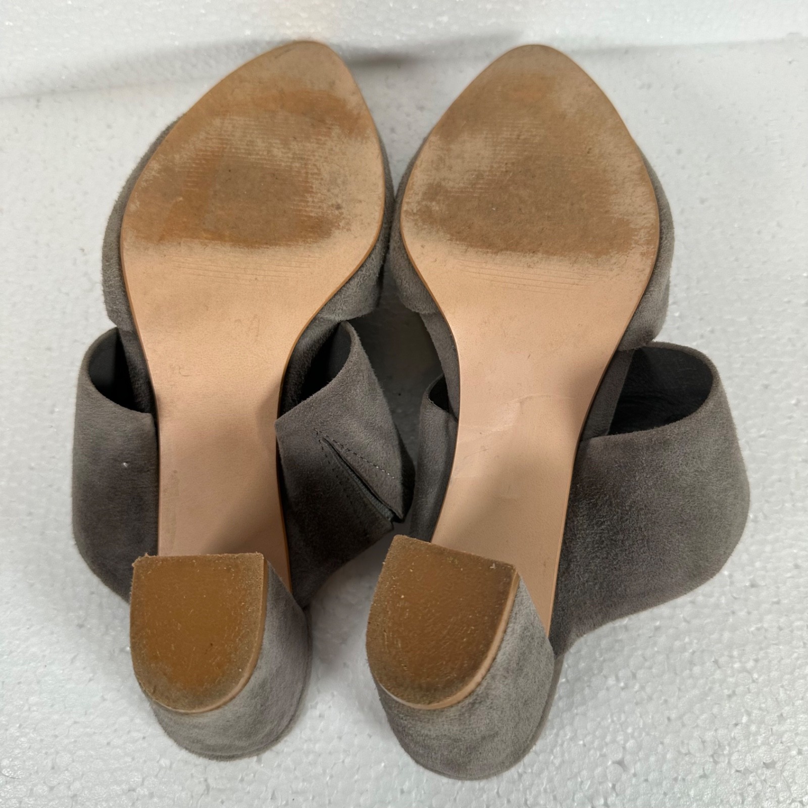 Able Joselyne Gray Suede Slingback Heels Women’s 9.5 Pointed Toe 3.25″ Heel