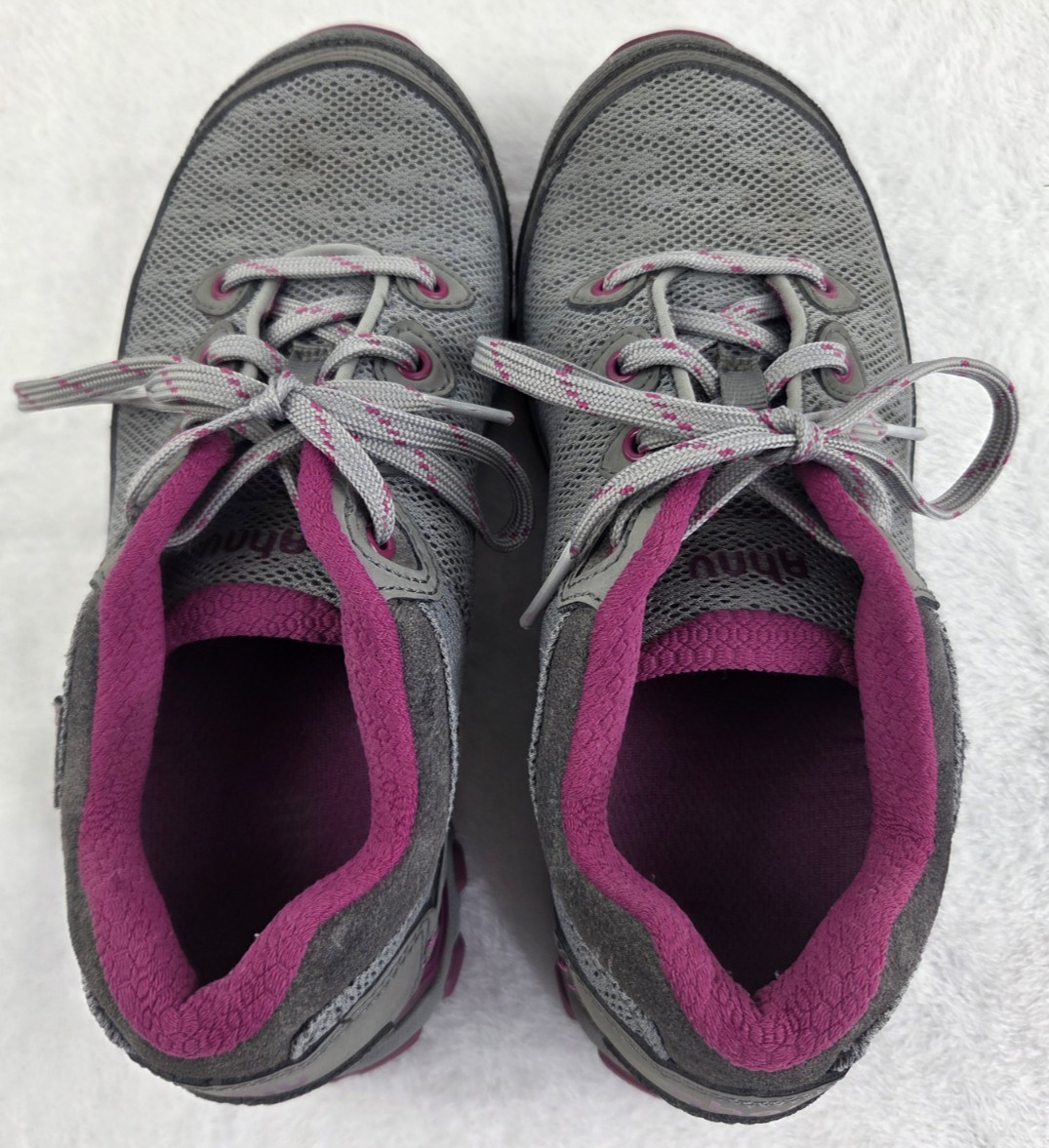 Ahnu Sugarpine II Air Mesh Trail Shoes Womens size 6.5 Grey/Pink Hiking Sneakers