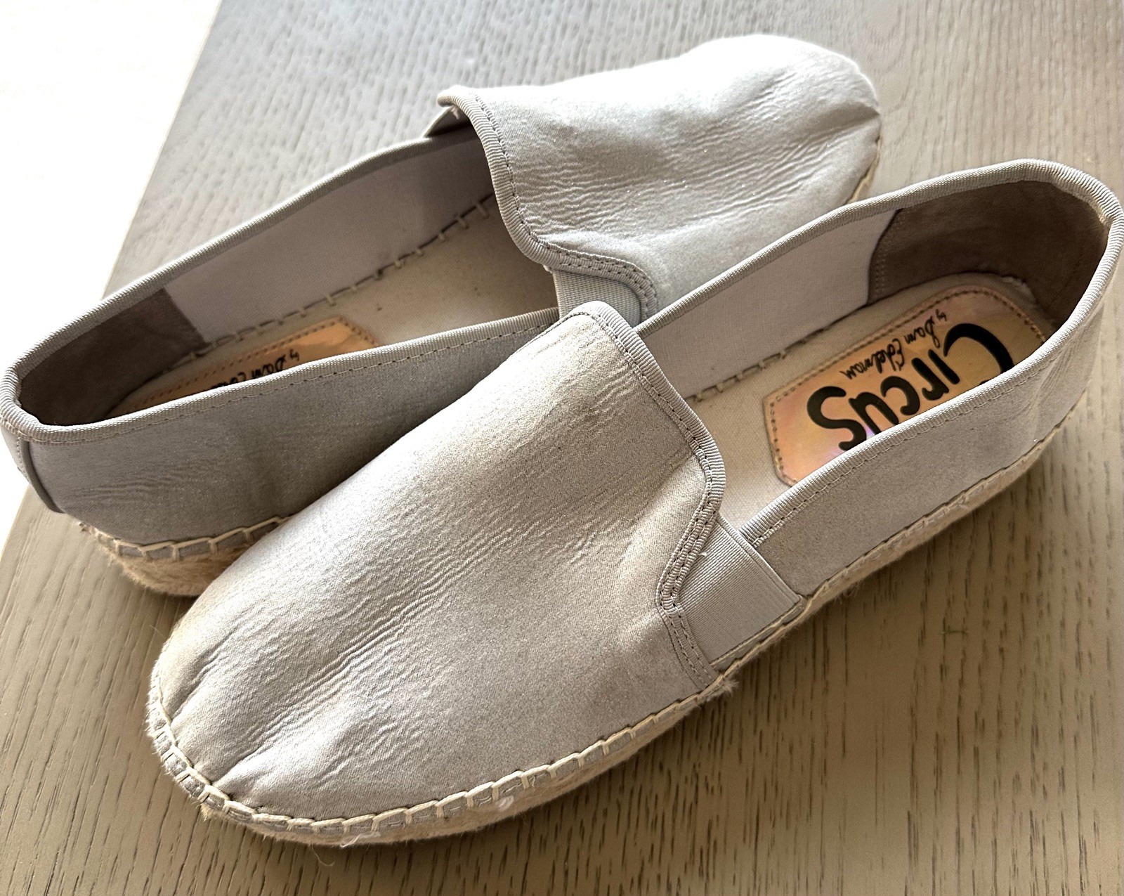 Circus NY Sam Edelman Christina Silver Fog Grey Shimmer Platform Espadrille 10