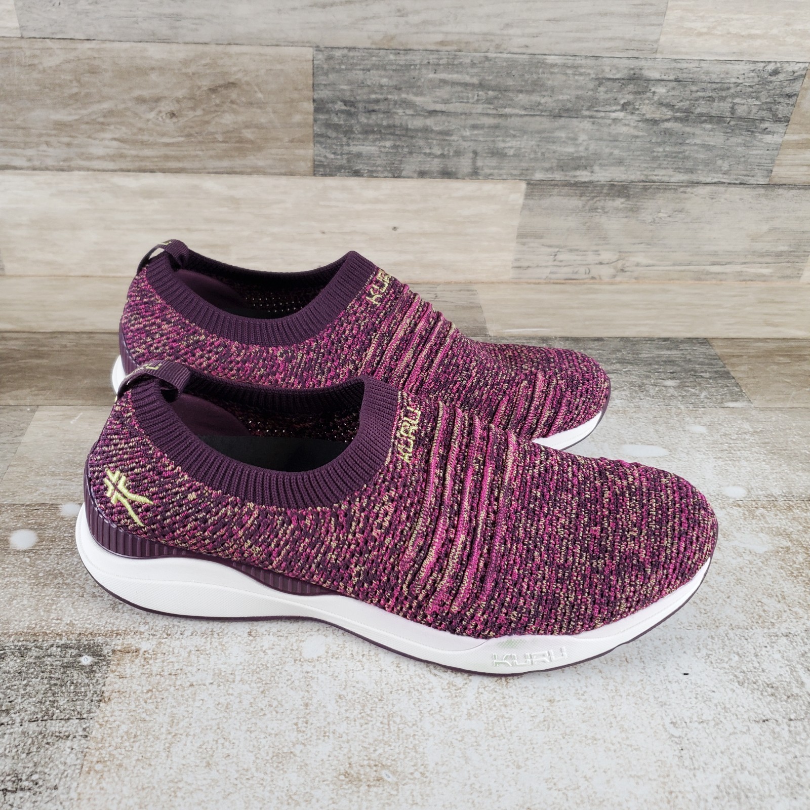 Kuru Stride Womens Shoes Sz 10 M Running Plum Purple Confetti Slip On Sneakers