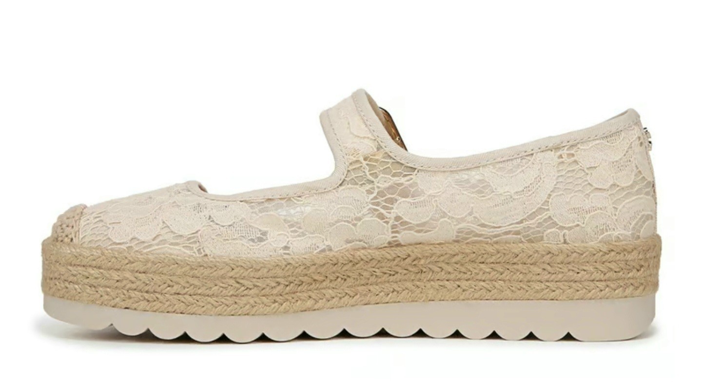Sam & Libby Isla Espadrille Ecru Lace Mary Jane Platform Shoes Women’s 9.5 New