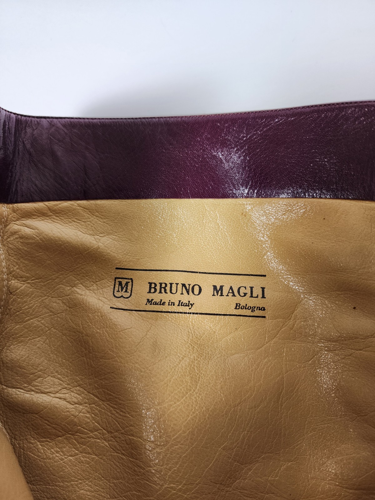 ​Vintage 80’s BRUNO MAGLI Plum Purple Leather Knee High Boots Italy 7.5 AA Slim