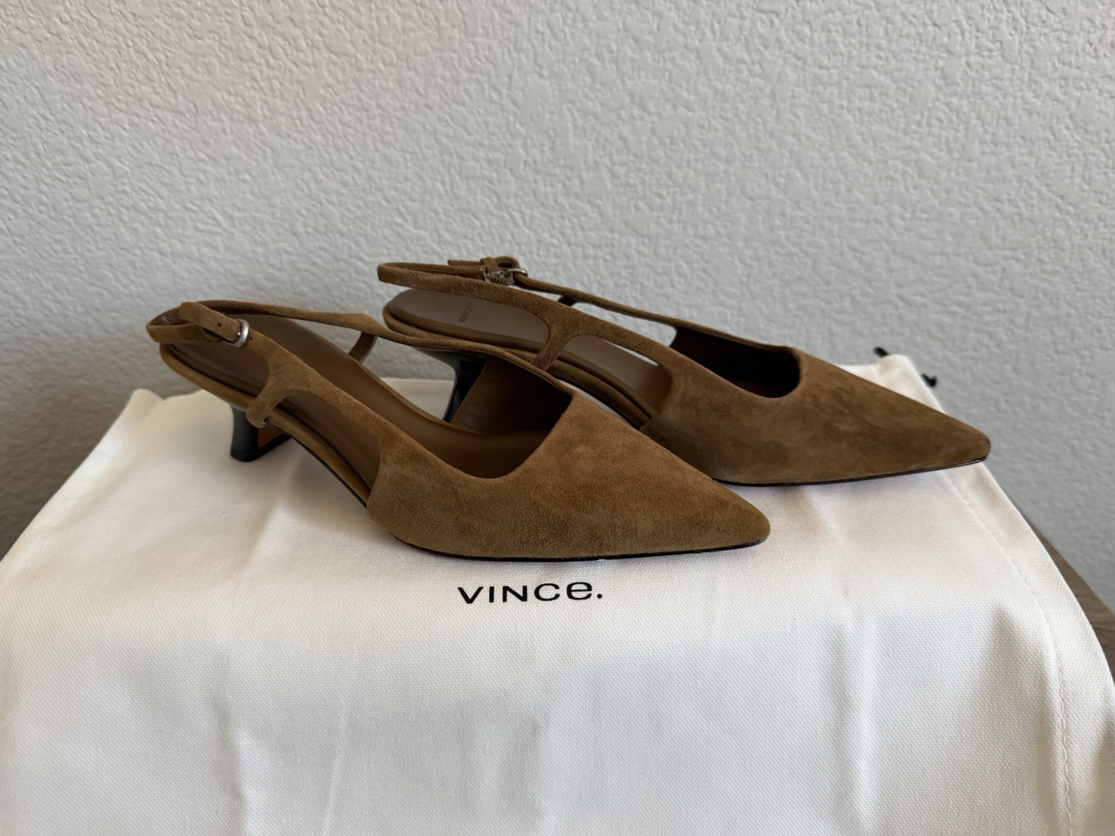 Vince Bianca Slingback Mid Heels in Elmwood suede, size US 6 / EU 36
