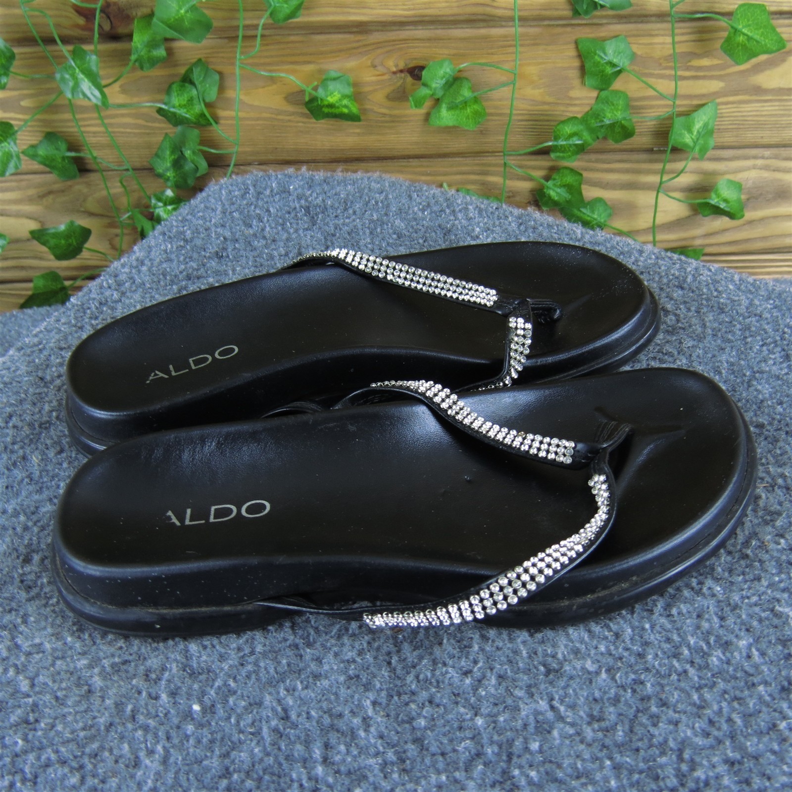 Aldo Women Amity Flip Flop Black Synthetic Sz 38 Medium Gently Used 2025