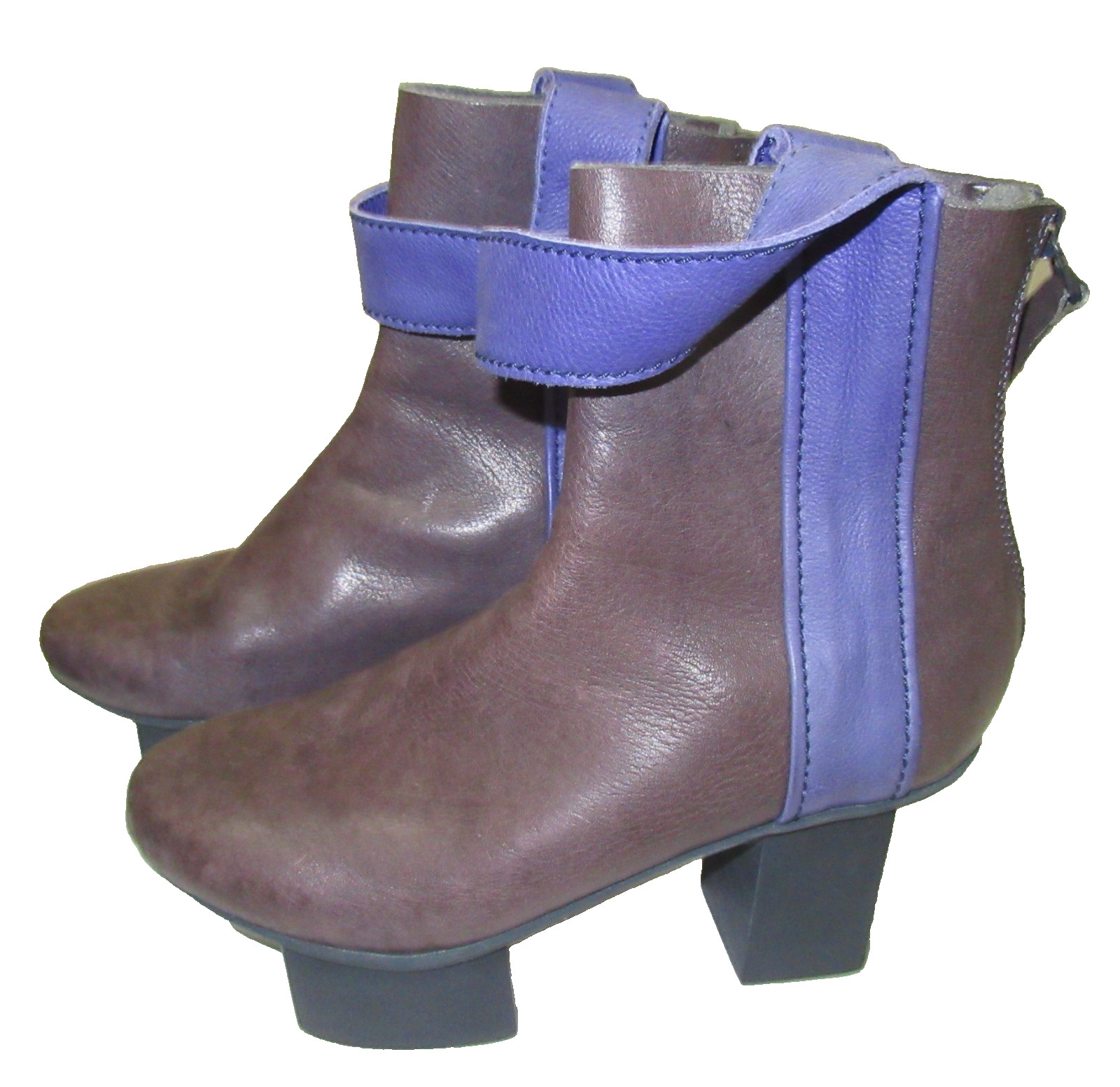 From Germany: TRIPPEN Leather Black Ankle Boots with Blue Detailing, 37 (6 1/2)