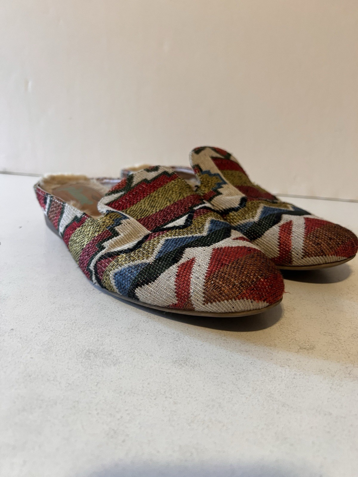 PLUME by FARYLROBIN Women’s Size 8.5 Shoes Woven Slip On Flat Mules Sherpa Lined
