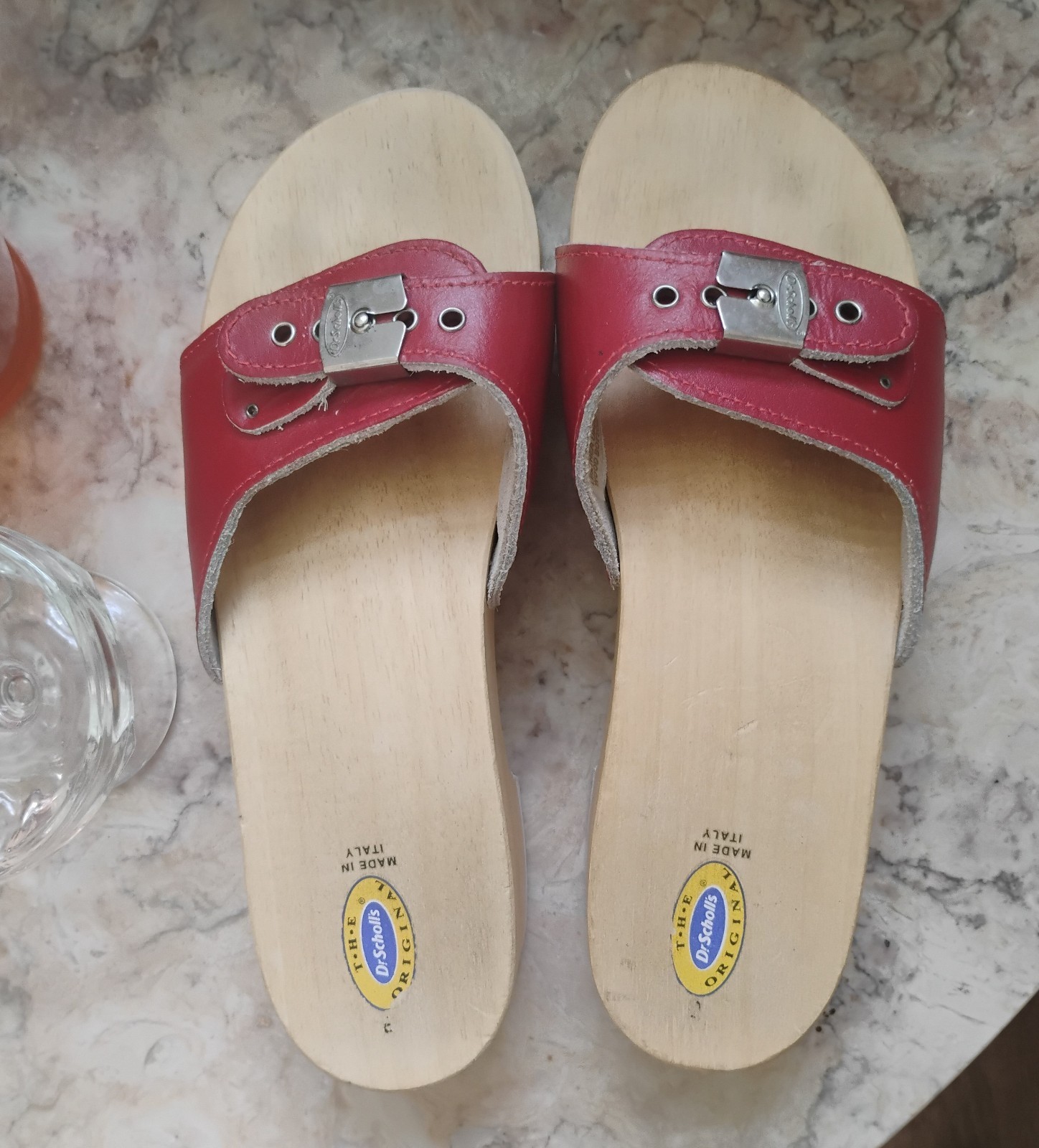 Original vintage Dr. Scholls red leather exercise sandals sandals sz 9 Italy