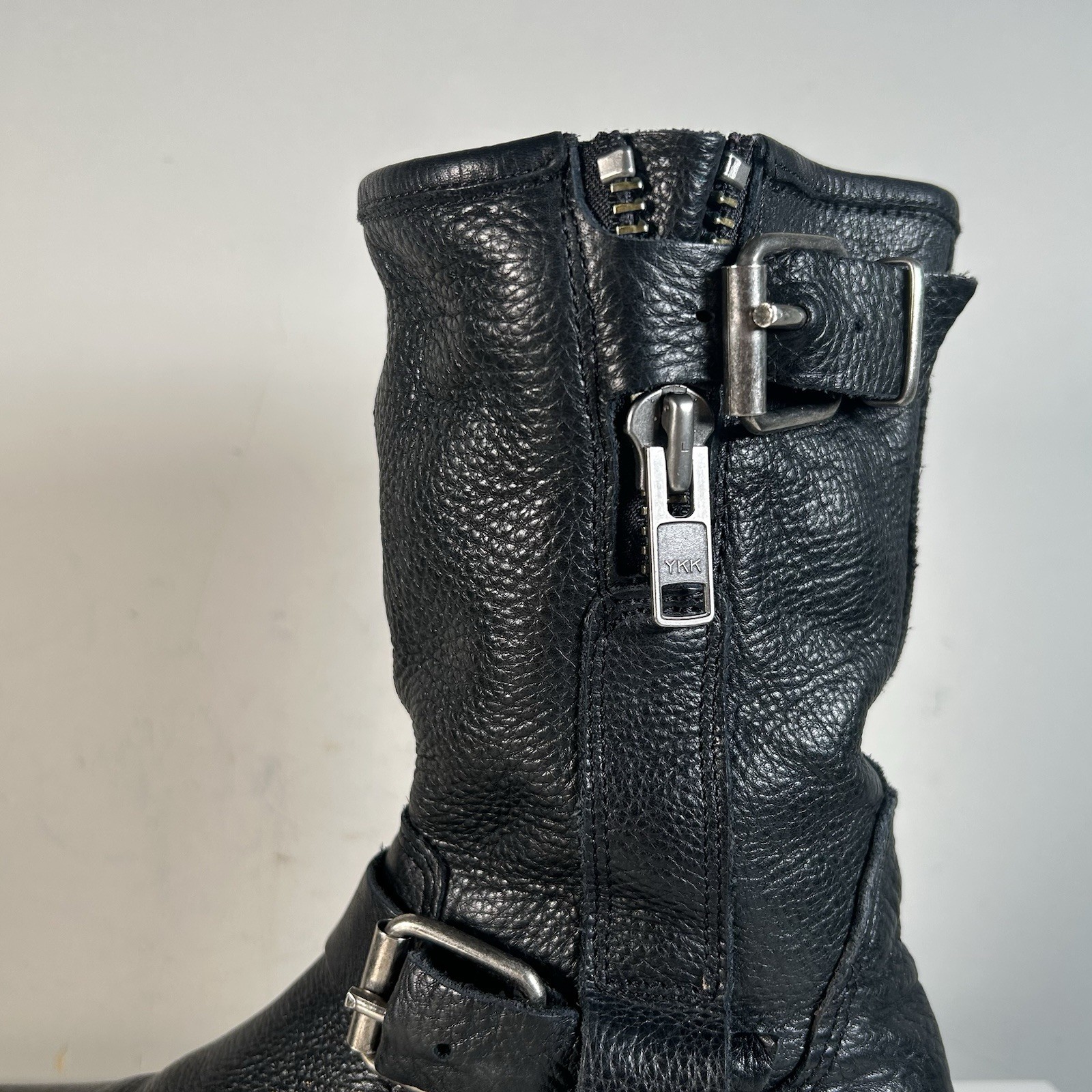 Y2K Steve Madden Black Leather Buckle Moto Combat Ankle Boots Women’s 6.5