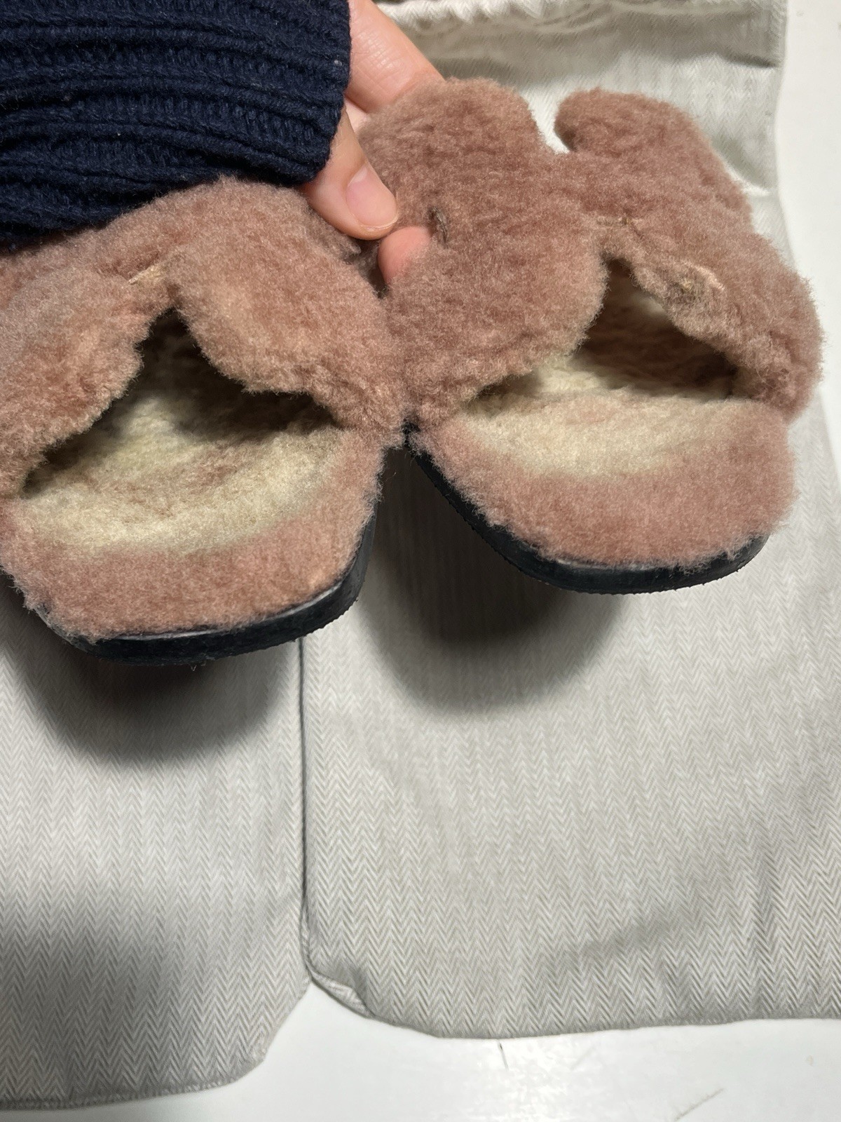 Hermes Teddy Shearling Fur Oran Sandals Size 36 With Box And Bags