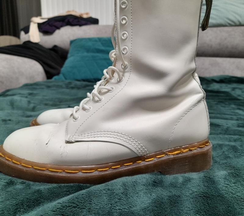 Women Dr Martens Boots White Leather 39 #3KQ6