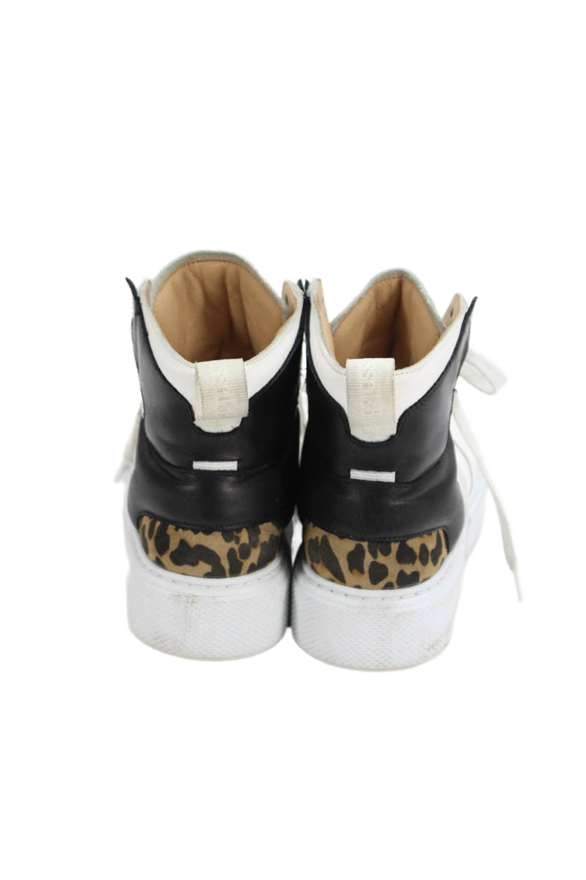 Russell & Bromley Womens Color Block Lace-Up High Top Sneakers White Size 10