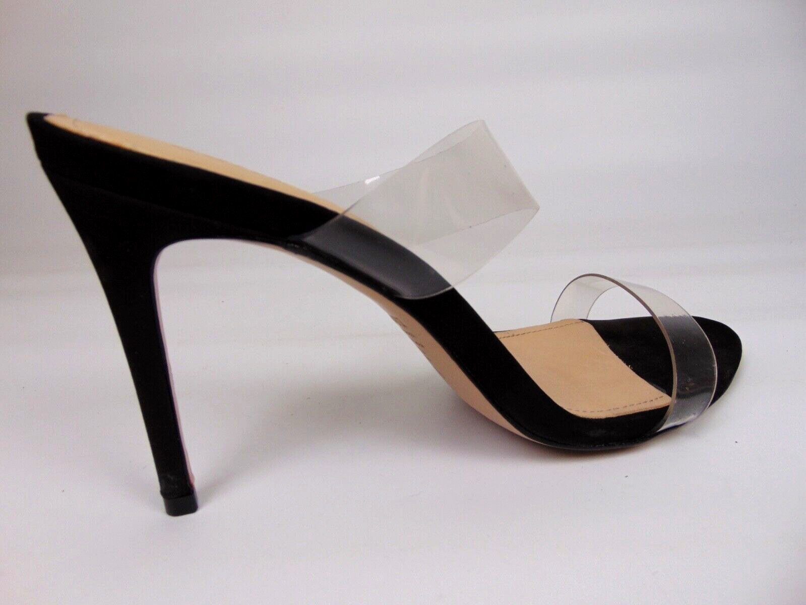 Schutz Womens Ariella Black Suede Slide Clear Heels Sandals Shoes Size 11.0 B,