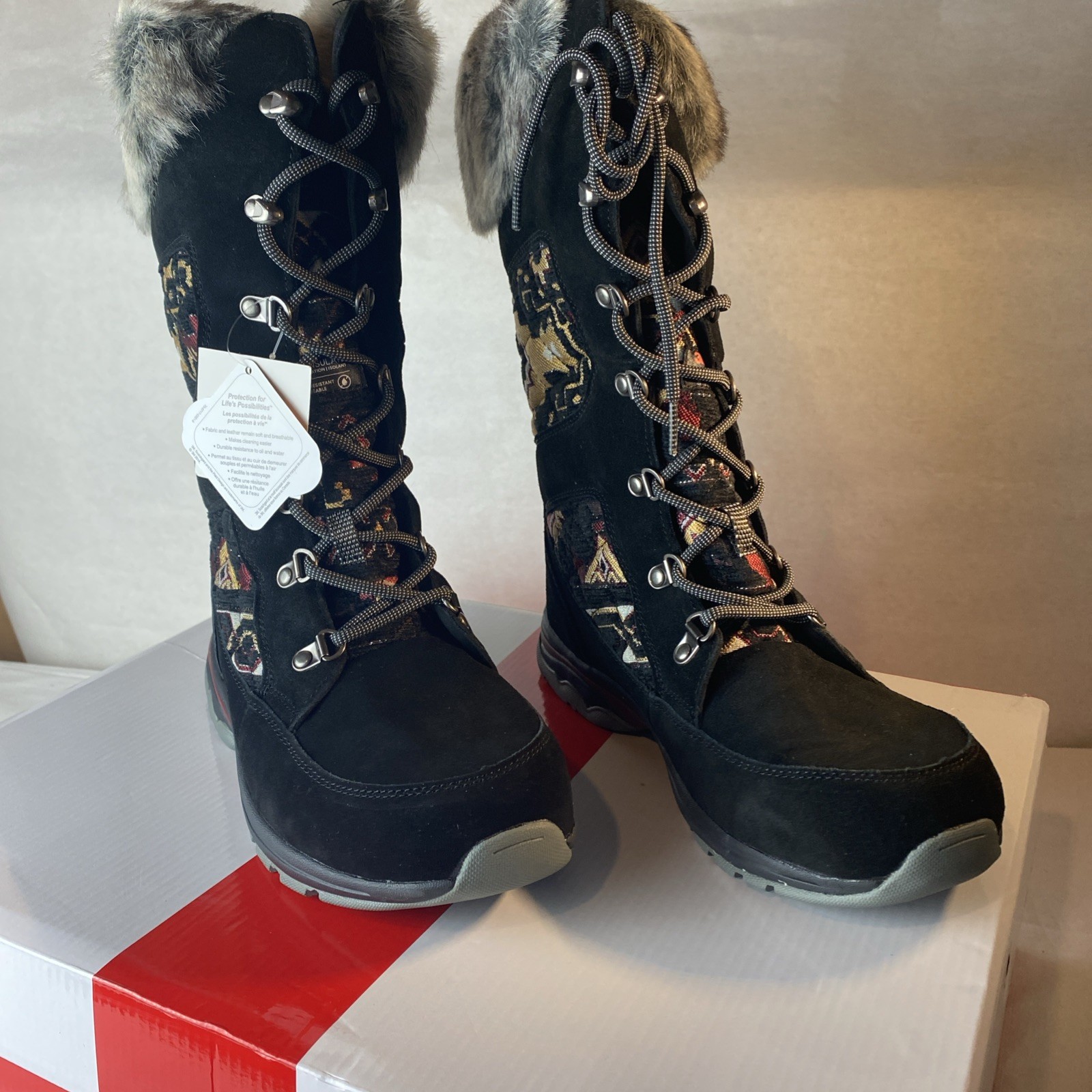 Propet Womens Peri Quilted Lace Up Snow Casual Boots Mid Calf Black size 10 New