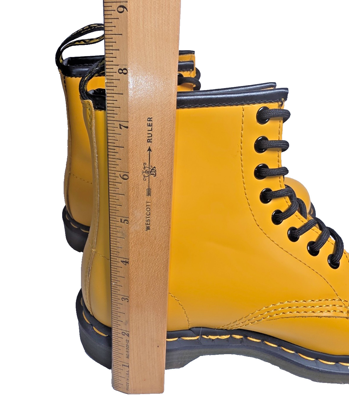 New Dr Martens 1460 Smooth Leather Yellow Combat Boots Men 7 Women 8 Lace Up