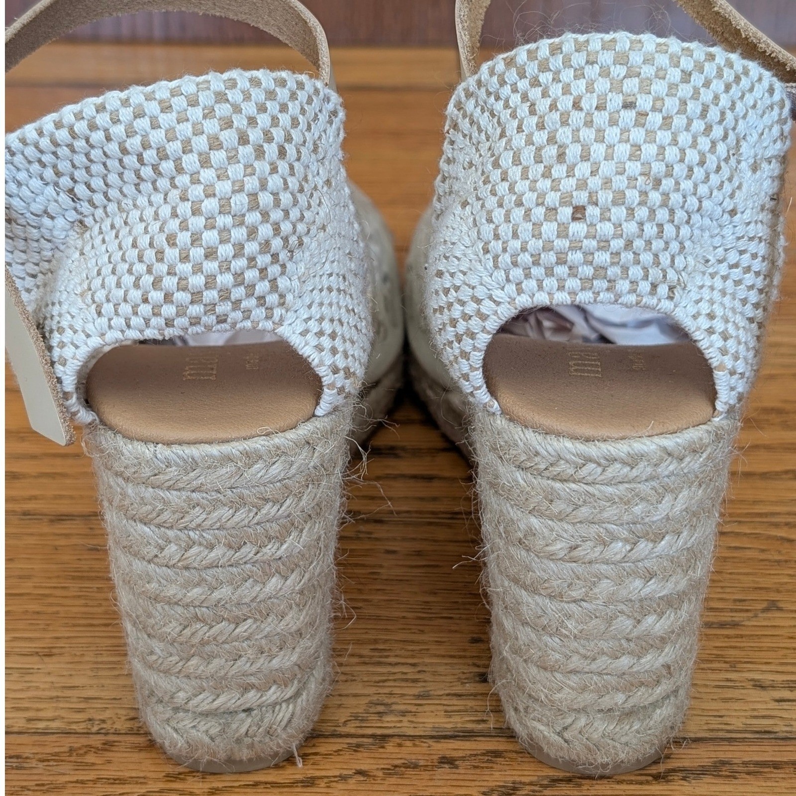 Maypol Espadrille Wedge Floral Eyelet Tan Brown Jute 41 Womens Made in Spain